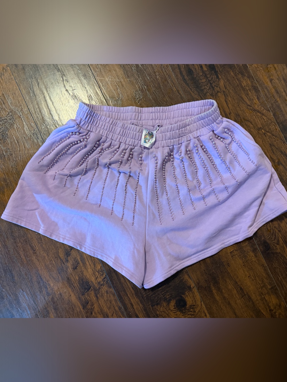 QUEEN OF SPARKLES Lavender Beaded Lounge Shorts